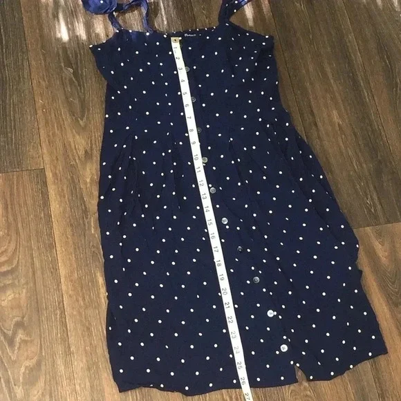Madewell Boho Ruffle-strap Navy Polka Dot Button Down Sleeveless Sundres… - Picture 14 of 15
